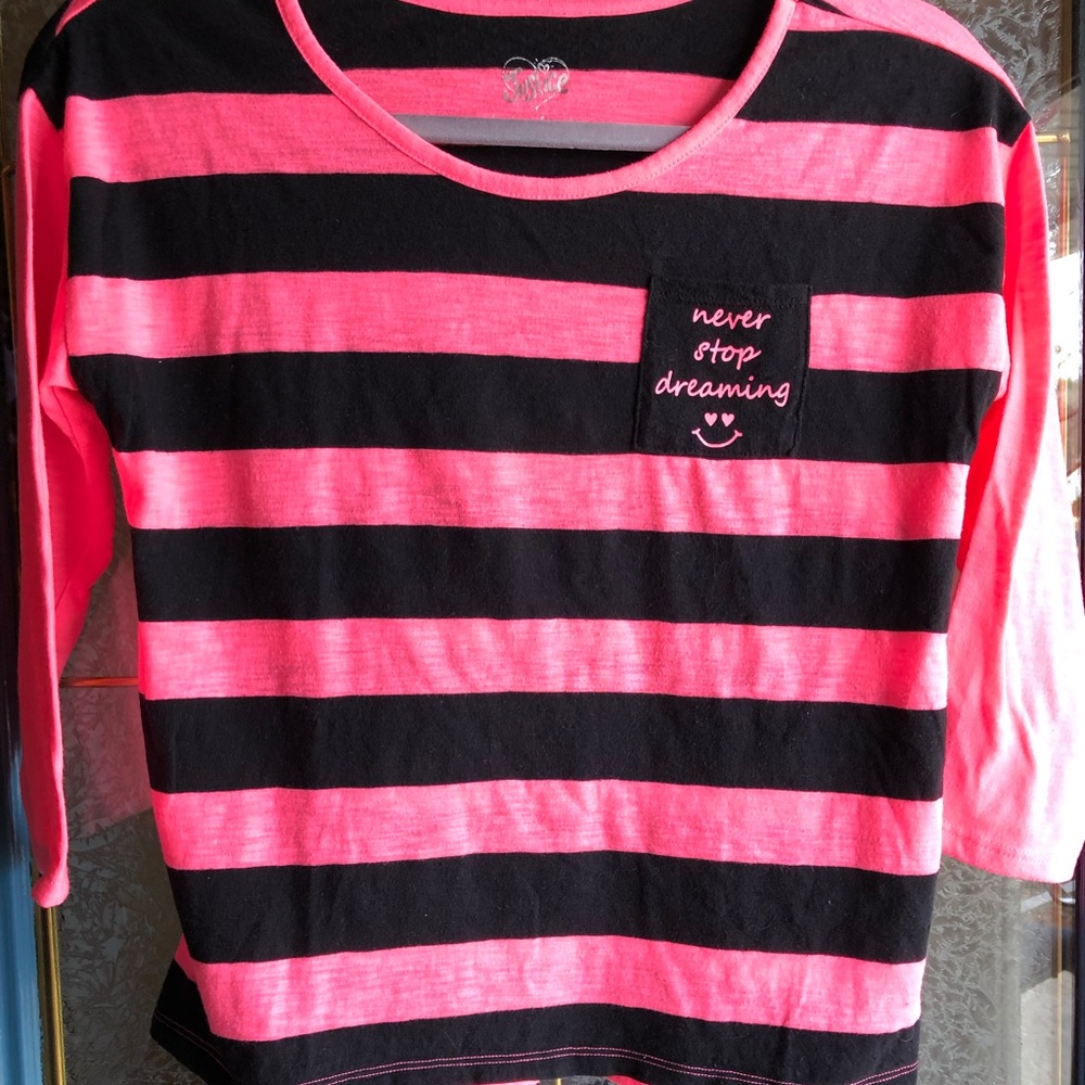Justice pink and black striped top